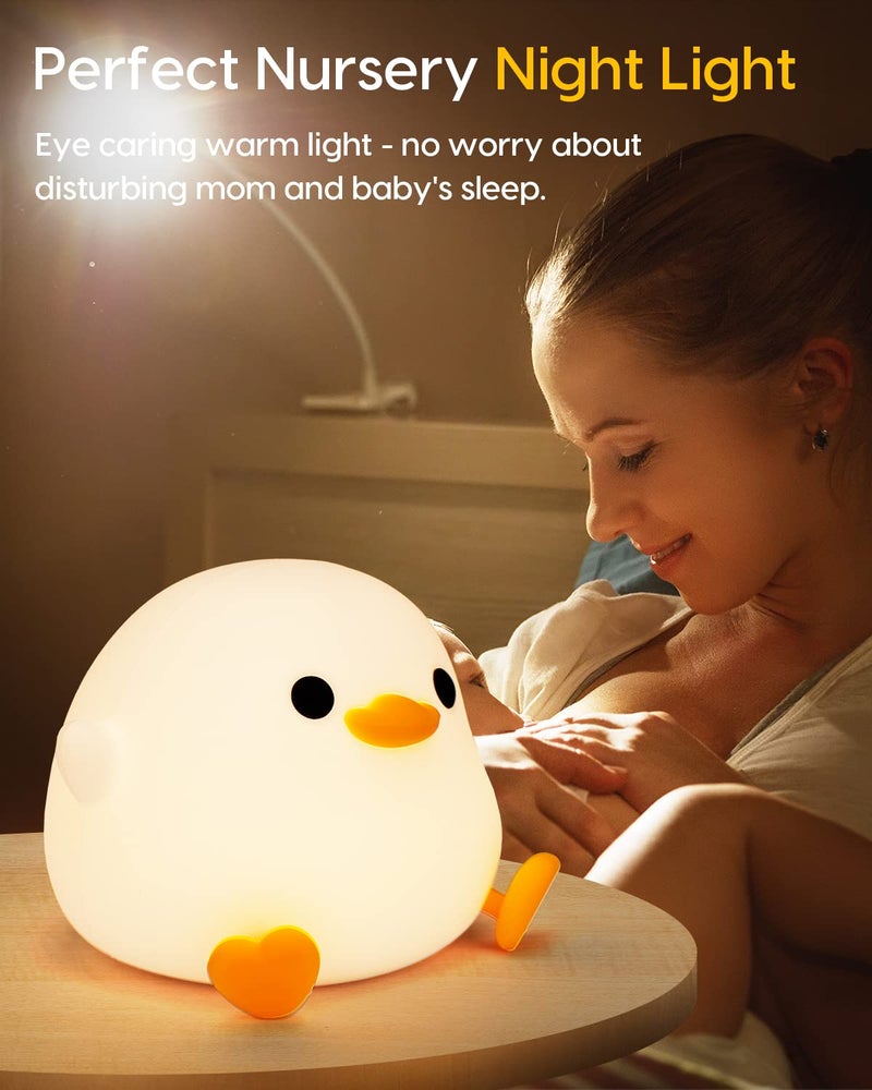 Amaredom DoDo Duck Night Light, Cute Duck Lamp, Silicone Dimmable Nursery Nightlight, Rechargeable LED Bedside Lamp with 20 Minutes Timer & Tap Control Baby Girls Women Bedrooms, Living Room - Image 5